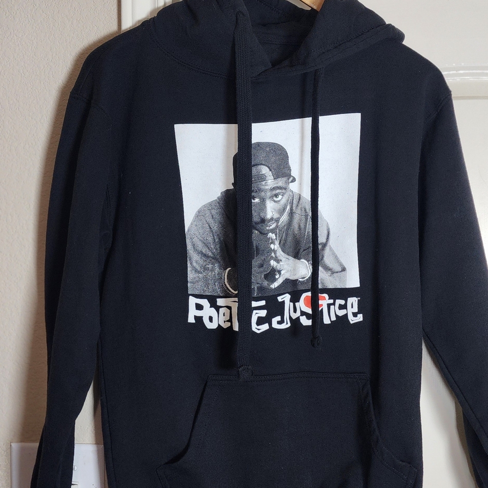 Poetic Justice Black Graphic Tee with White Print